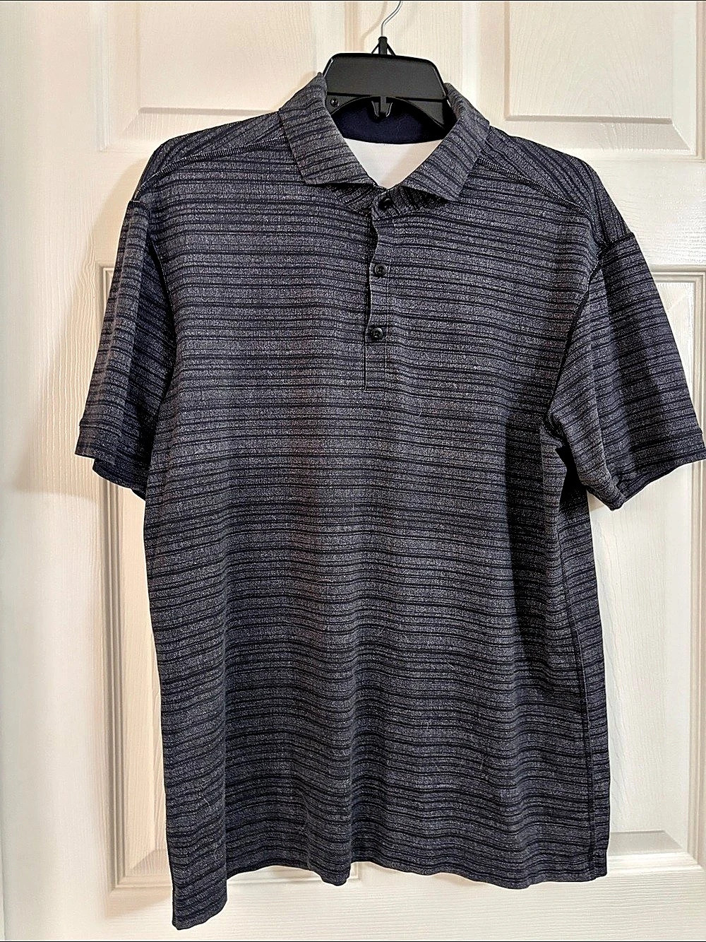 lululemon Metal Vent Tech Polo Shirt Men's Striped Polo in Gray Like New